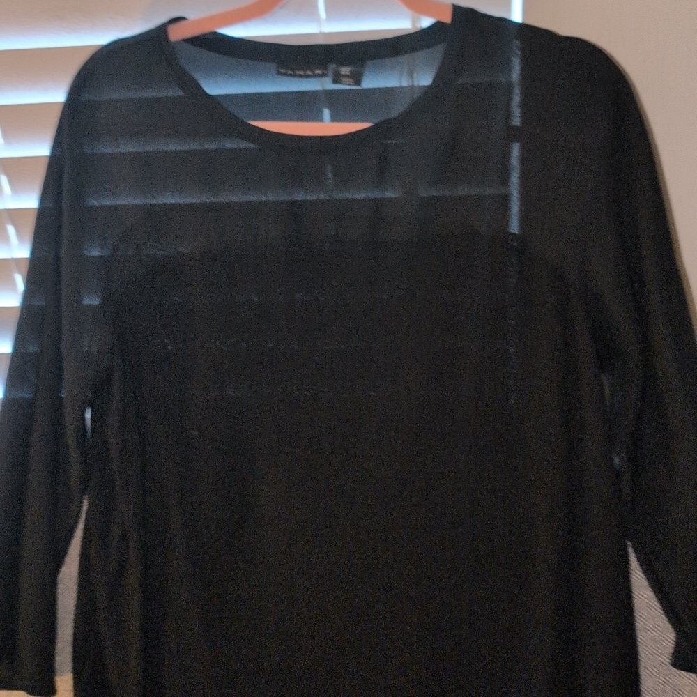 Tahari Black Sheer Blouse